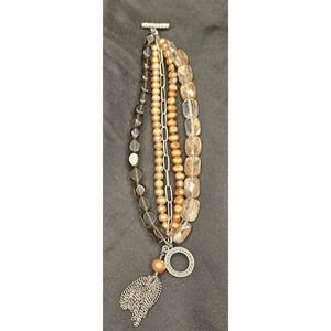 Boho Layered Silpada Smoky Quartz Brown‎ Bracelet Wedding Work